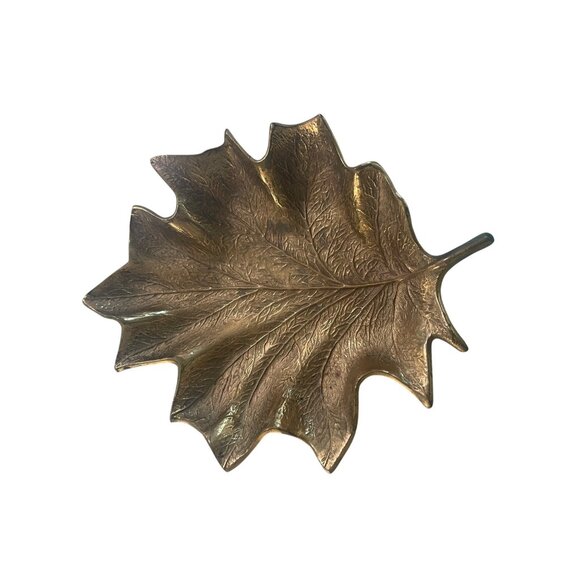 Original By Cambron Vintage Solid Brass 410 Maple Leaf Tray - Picture 2 of 13